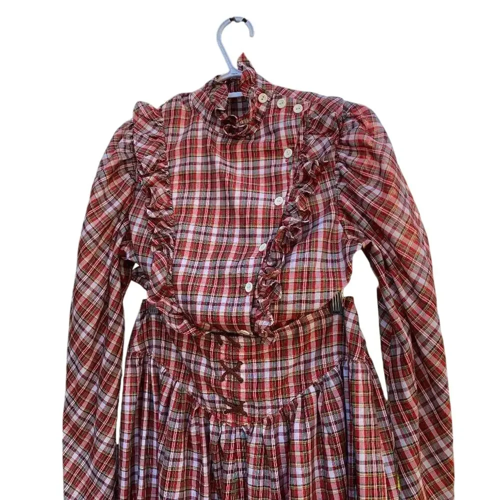 Vtg Western Prairie Red/Wht Check Blouse Skirt Set Boho Western days, Costume,